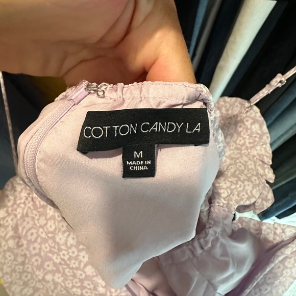 Cotton candy la pink & white tie open back ruffle mini dress formal wedding M - Picture 12 of 12